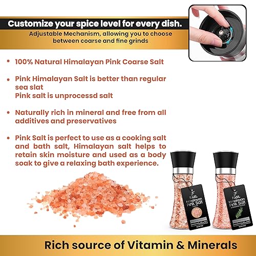 Miniatura 6 de FASL Grinder Seasoning Gift Pack de 3 – Sal rosa del Himalaya, hojuelas de pimiento rojo triturado y sal rosa del Himalaya (mezcla de romero) –