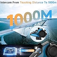 Vista 4 de Moman Casco de Moto Intercomunicador, Sistema de Comunicación de Casco de Moto Tipo Águila H2E con Chip Dual para Multitarea de Audio HiFi/Compartir