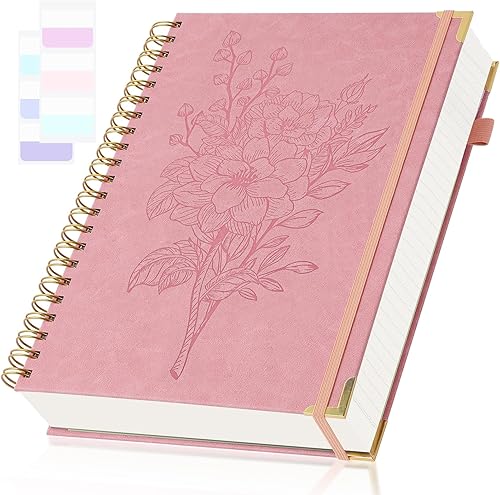 Cuaderno de espiral, cuadernos con rayas universitarias, cuaderno de tapa dura con páginas numeradas, cuaderno para mujer, cuadernos de cuero para