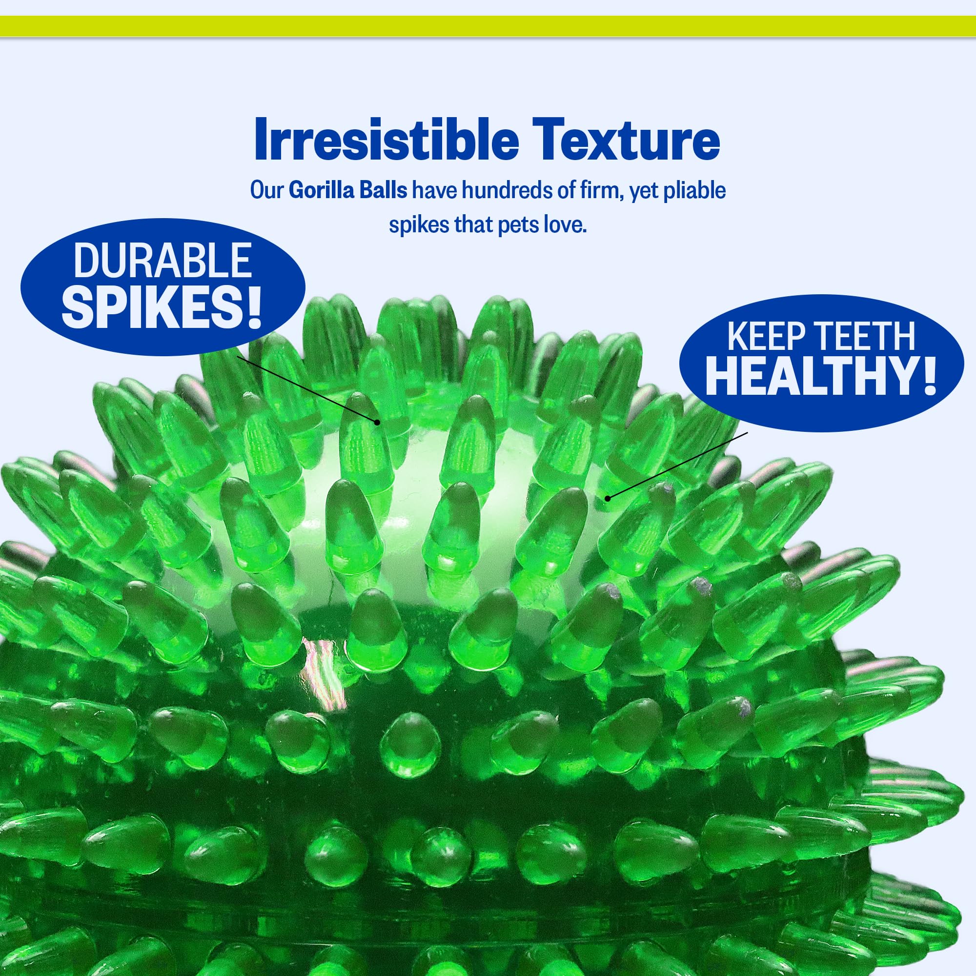 PetSport Gorilla Spiky Ball 5” - Spiky Rubber Dog Ball Toy, Interactive Puppy Toy for Medium and Large Sized Dogs, TPR Rubber, Vanilla Scented - 5 Inch, X-Large
