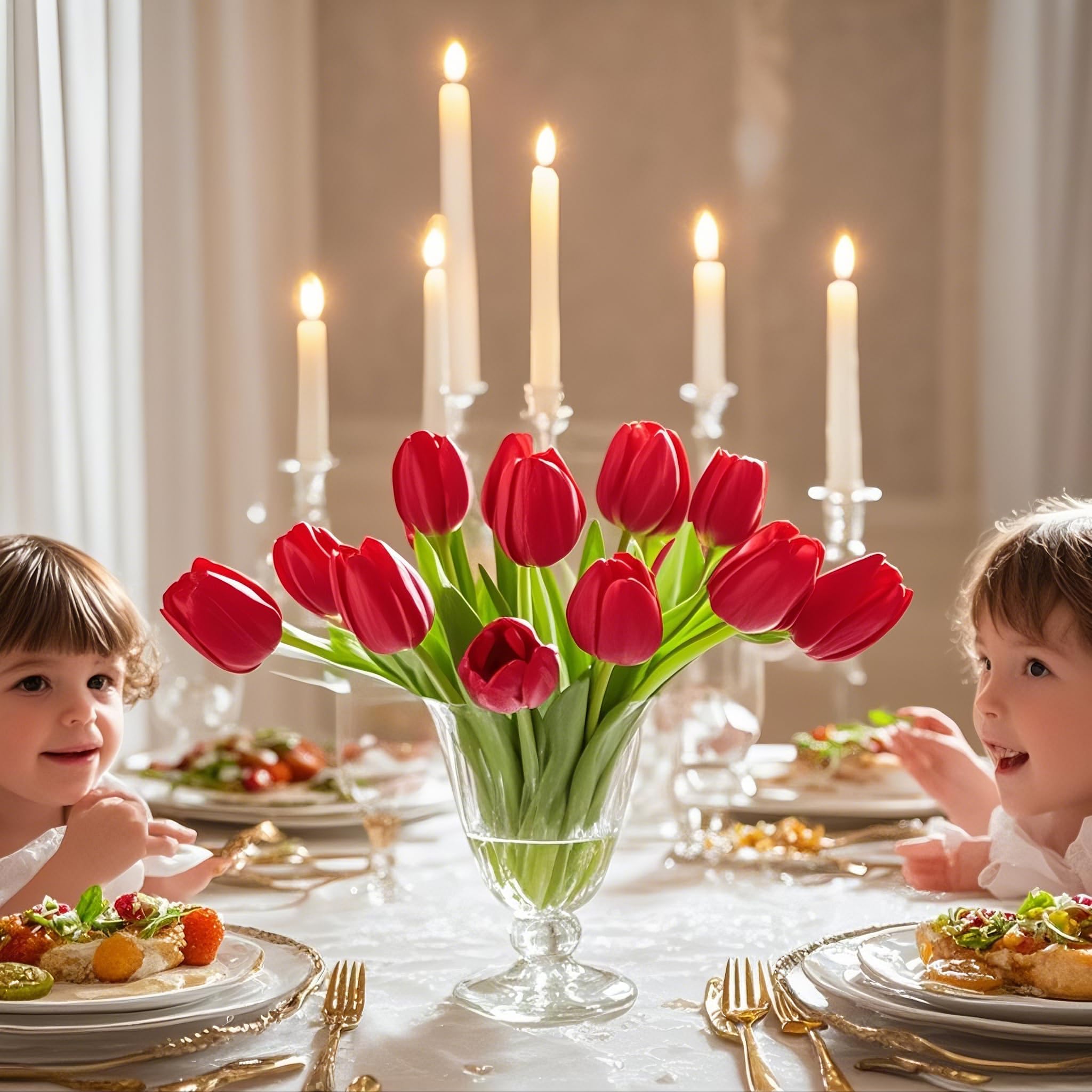Tulipani Artificiale Regalo di la Festa Della Mamma per Donne Mamma Moglie, Realistici Bouquet di Fiori Finti di Tulipani con Luce a LED, Romantico Kit di Tulipani per Anniversario Matrimonio Regalo
