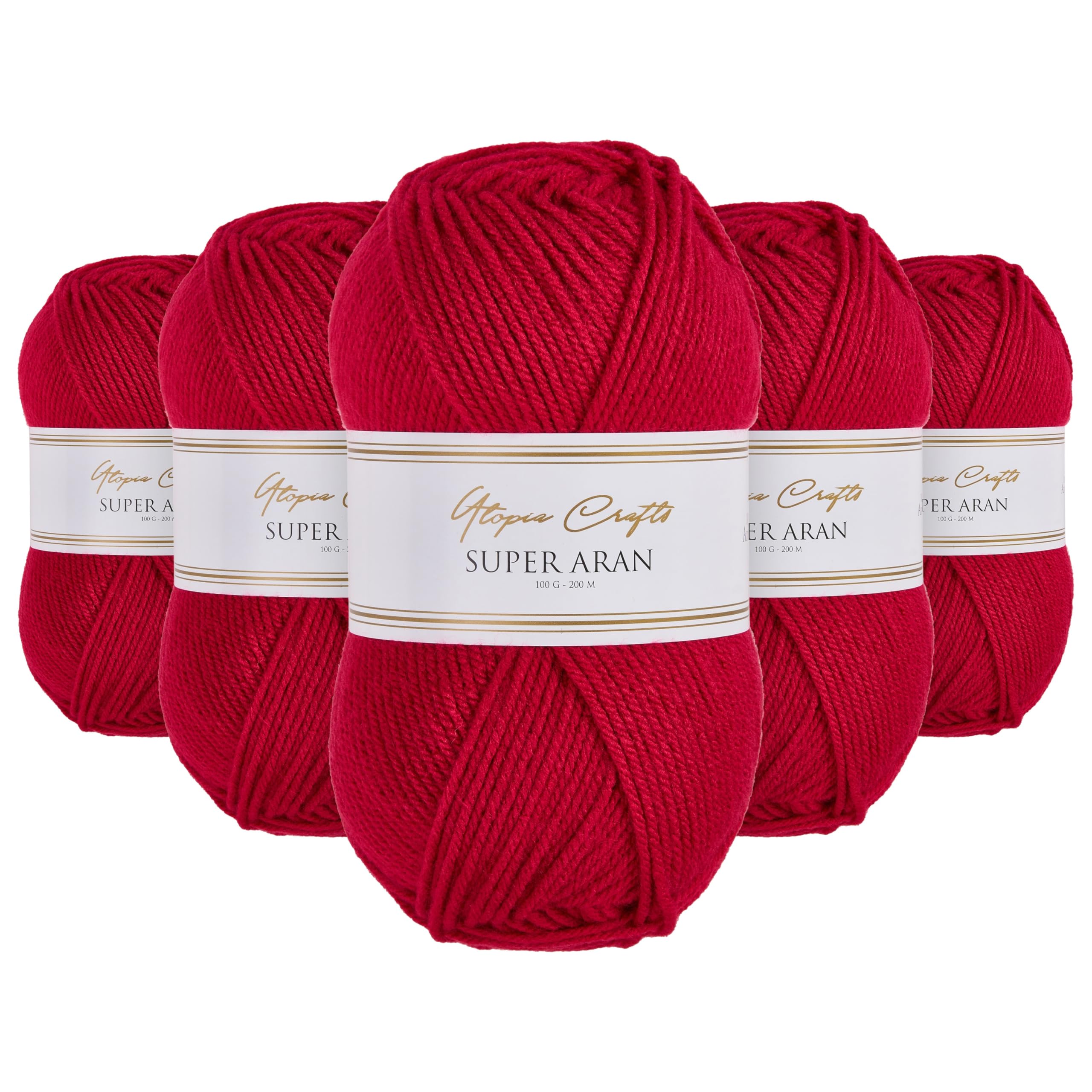 Utopia Crafts Super Aran Knitting and Crochet Yarn 5X 100g (Deep Berry)