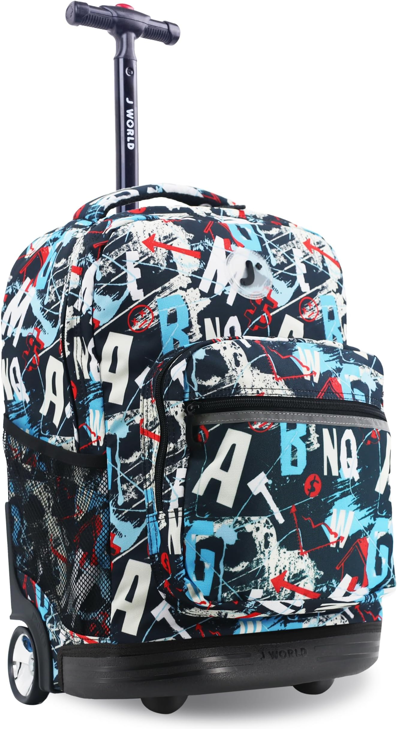 J World New York Sunrise Kids Rolling Backpack for Girls Boys Teen. Roller Bookbag with Wheels
