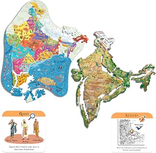 Ethereal Eureka 2-in-1 India Map Puzzle – 91 Pieces,Physical & Political Maps, Educational Jigsaw Puzzle for Kids with Fun... Price In India
