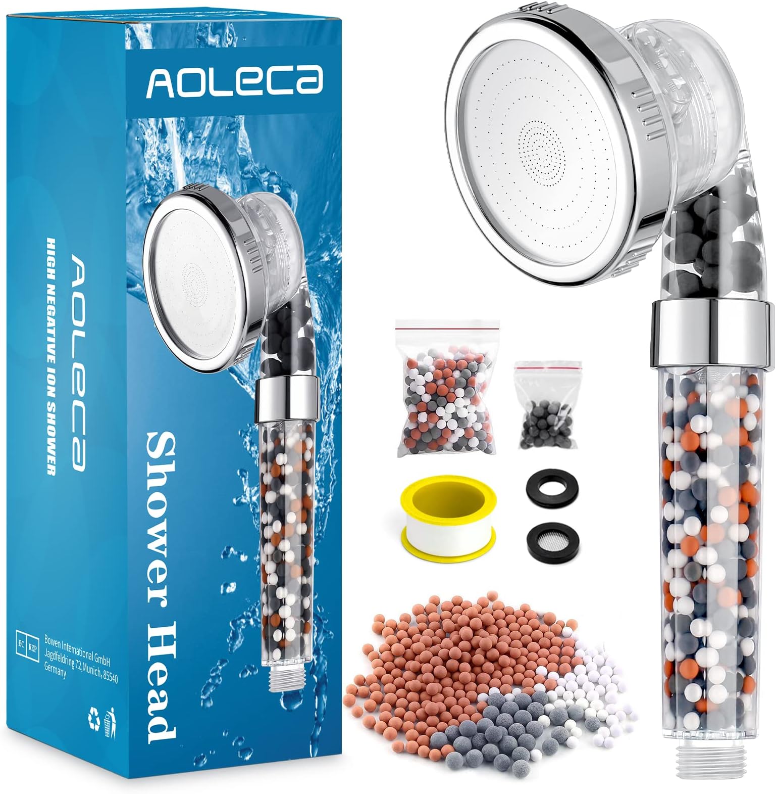 Kit Avec Pommeau De Douche Cylindrique Et Barre Coulissante Verticale Fabrique En Laiton Avec Finition Chromee Tres
