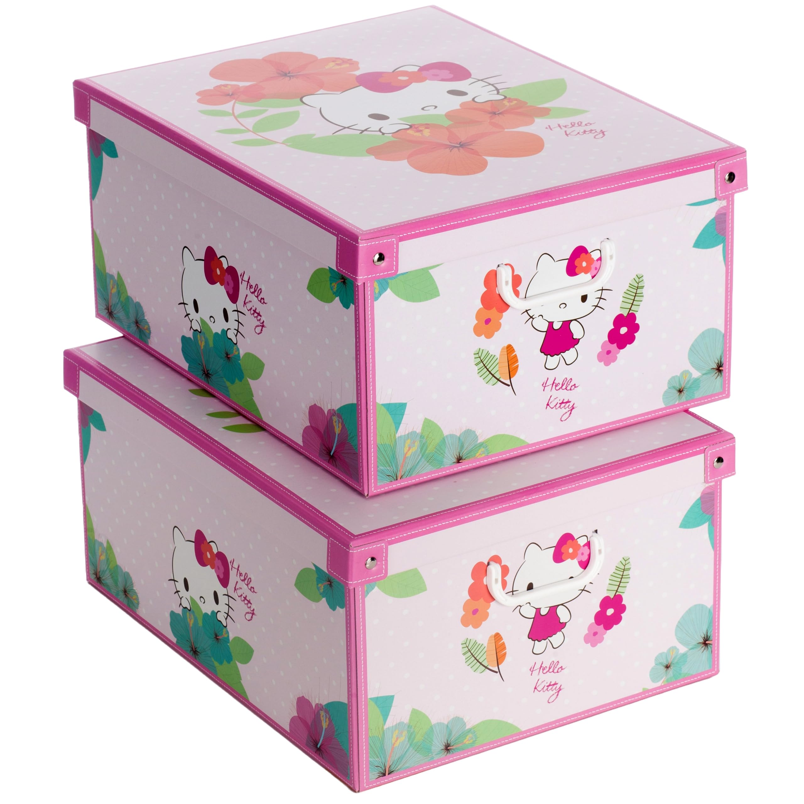 Lavatelli Lot de 2 boîtes de Rangement en Carton, avec Couvercle, pour Ranger, boîtes Cadeau, 39x50x24 cm Hello Kitty, Couleur 12