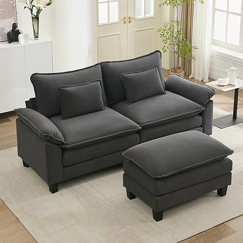 Miniatura 32 de URRED Cloud Couch - Sofá modular modular de 87 pulgadas, moderno sofá de asiento profundo en forma de L con otomana y almohadas, sofás de felpilla