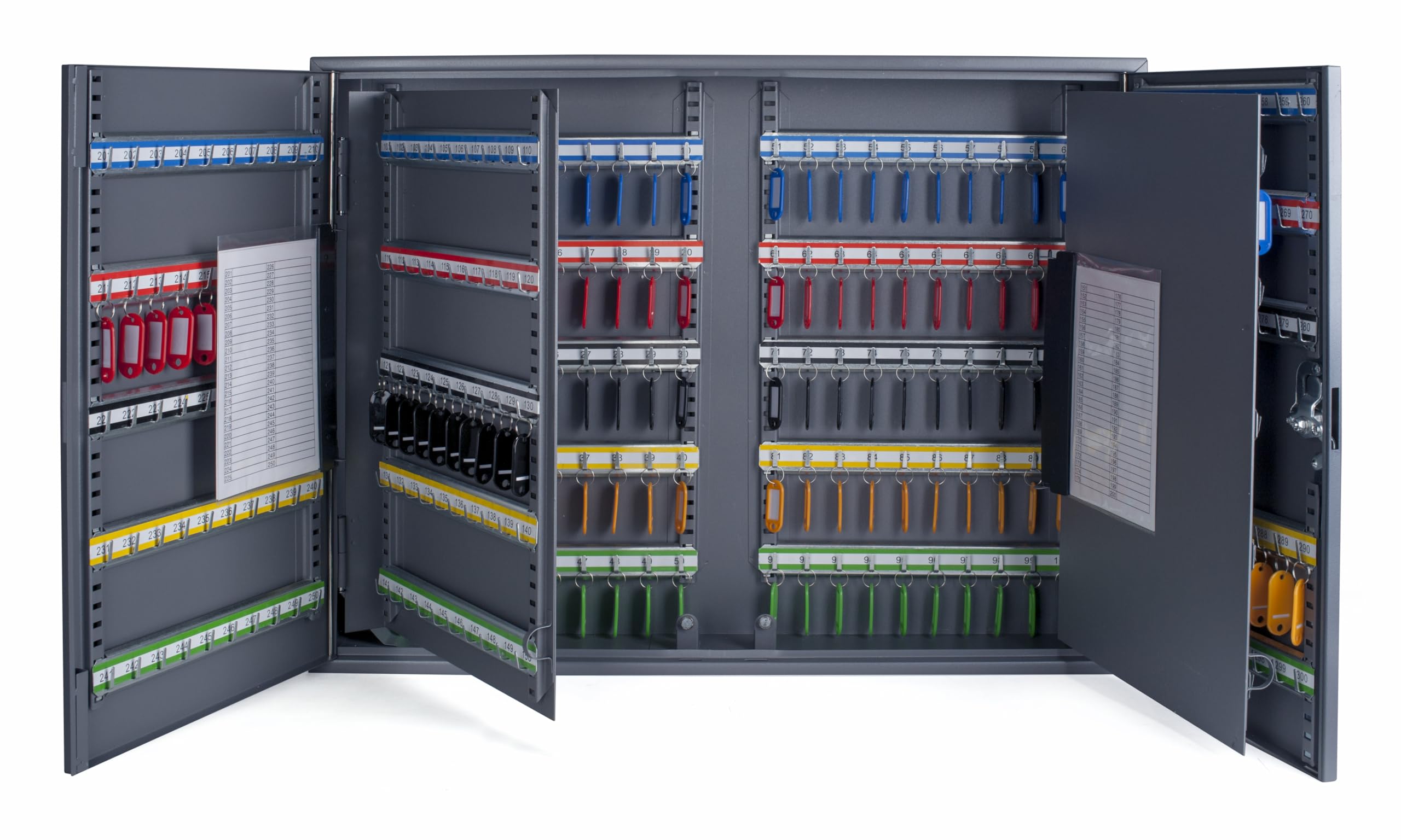 Pavo - Key Cabinet for 300 Keys , Size : 14x55x73 cm - Dark Grey / 300 Key Rings Included