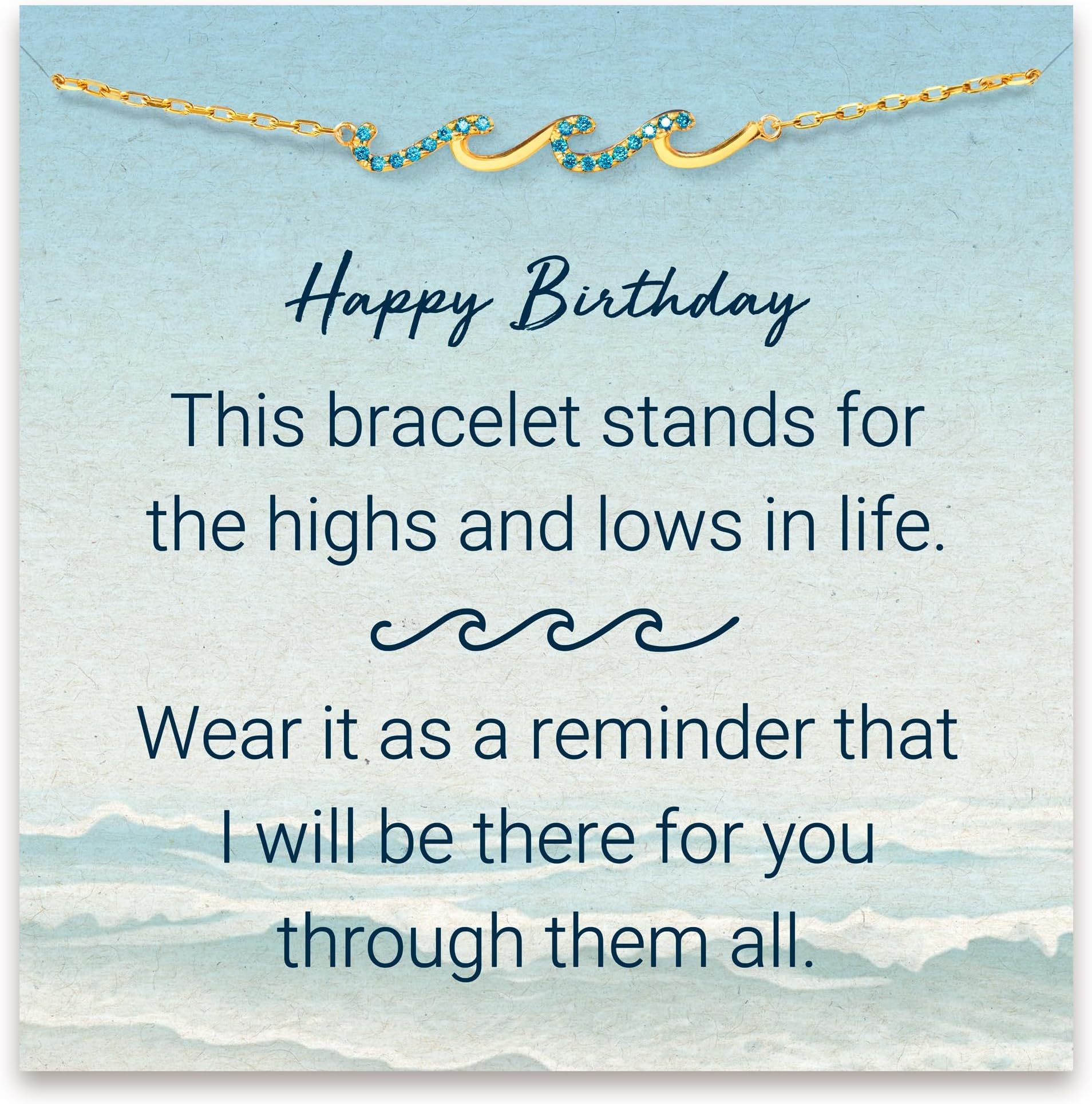 Birthday Gifts for Women, Happy Birthday Presents for Friend Sister and Daughter, Wave Bracelet, Unique Jewelry for Her