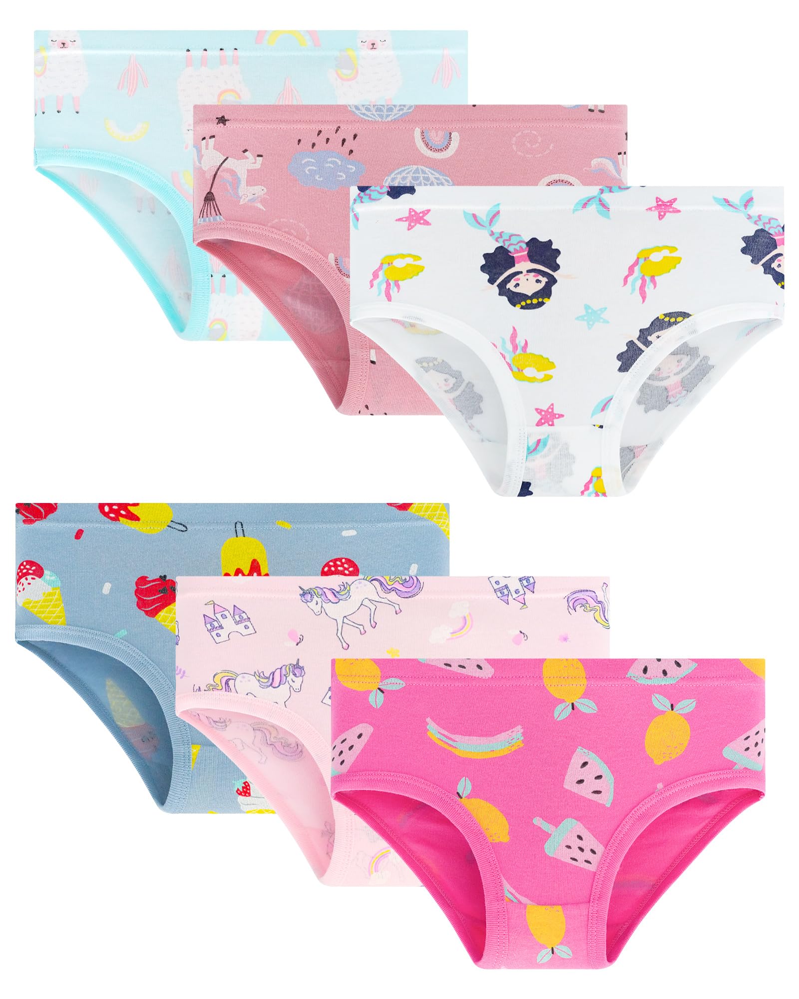 ARERWA Mädchen Unterhosen Kinder Unterwäsche Pantys Baumwolle Bequeme Slips Briefs Höschen Baby-Mädchen 6er Pack （2-8 Jahre）