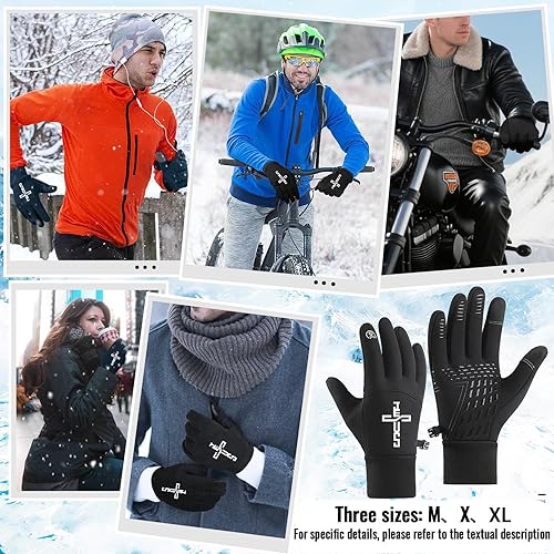 Miniatura 6 de Guantes de invierno, guantes para hombres y mujeres, para pantalla táctil mejorada, para mensajes de texto, cálidos, para correr, forro de punto,