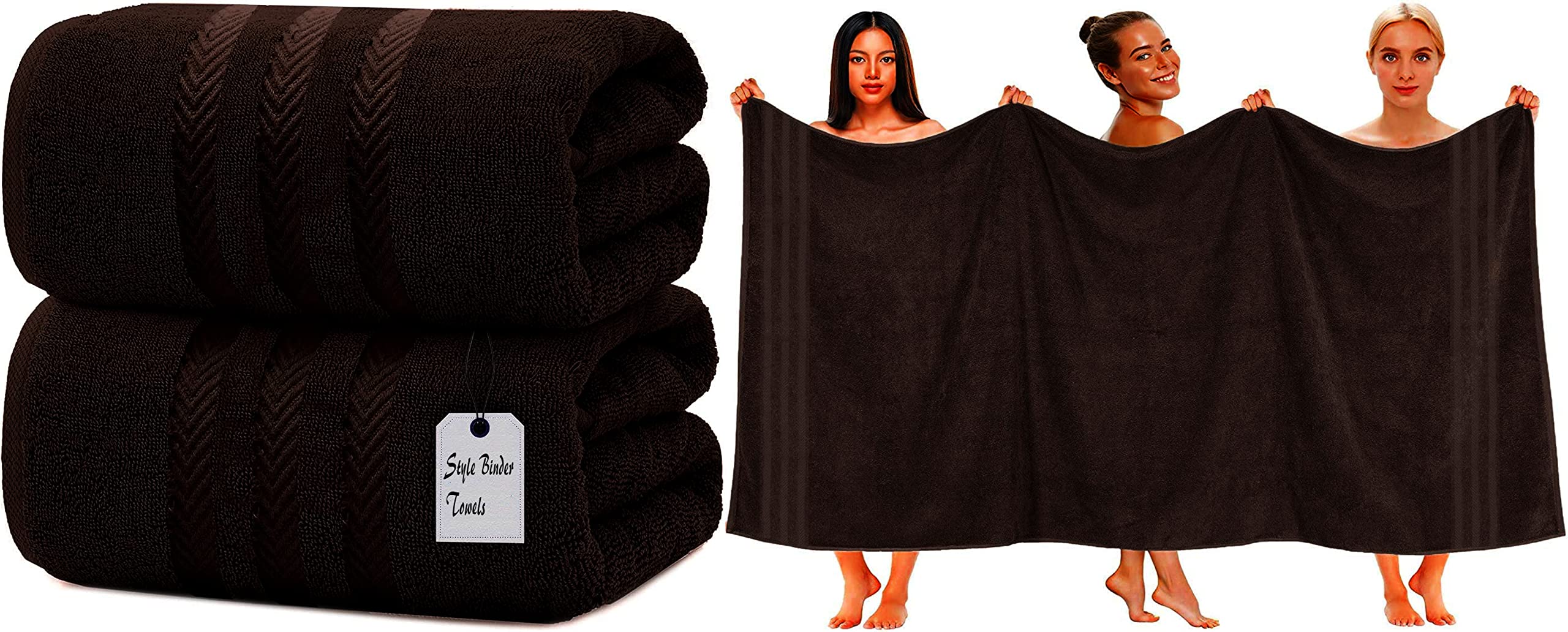 S B 2 X Super Jumbo Bath Sheets (100 x 200 cm) Premium 100% Egyptian Cotton Extra Large Bath Sheet Towel Set Highly Absorbent & Quick Dry Hotel Quality Towels (Chocolate)