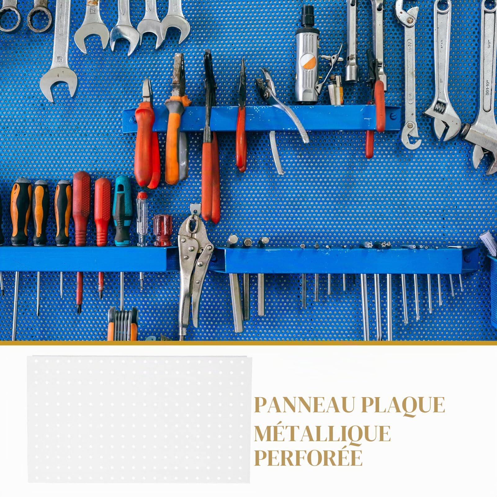 Panneau Perforé Métallique en Fer Blanc pour Mur, Organisateur de Garage