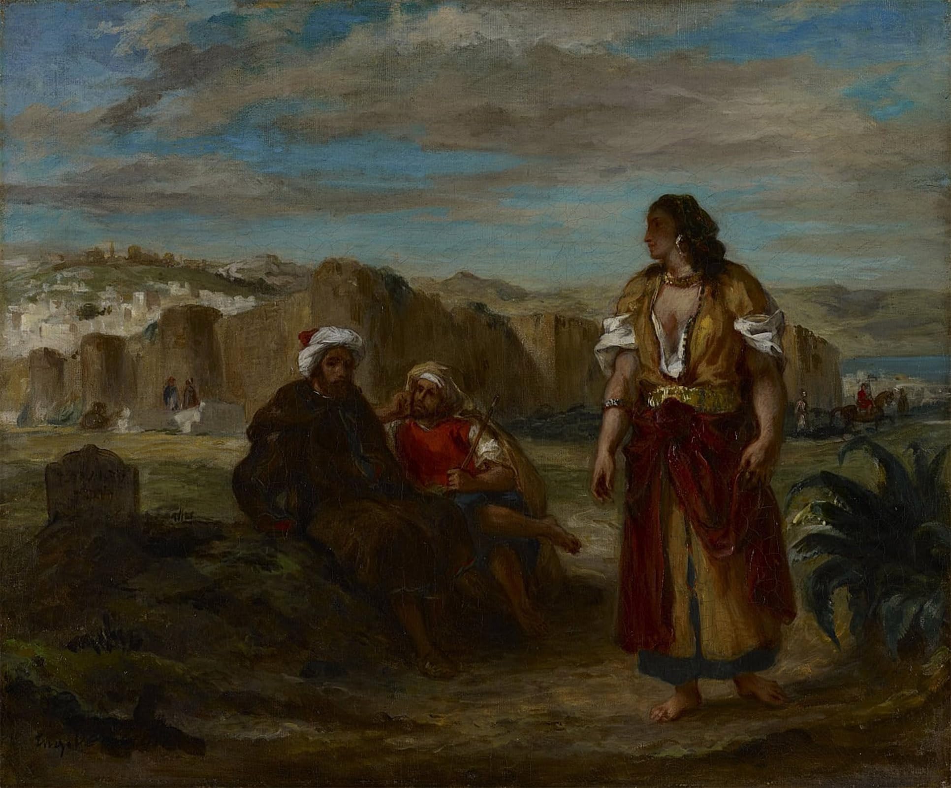 ARTXLXXBN Famous Prints Artwork Pictures Poster Painting Art View of Tangier by Ferdinandeugene Delacroix Artwork Landscape Pictures for Home Decor 60x90cm