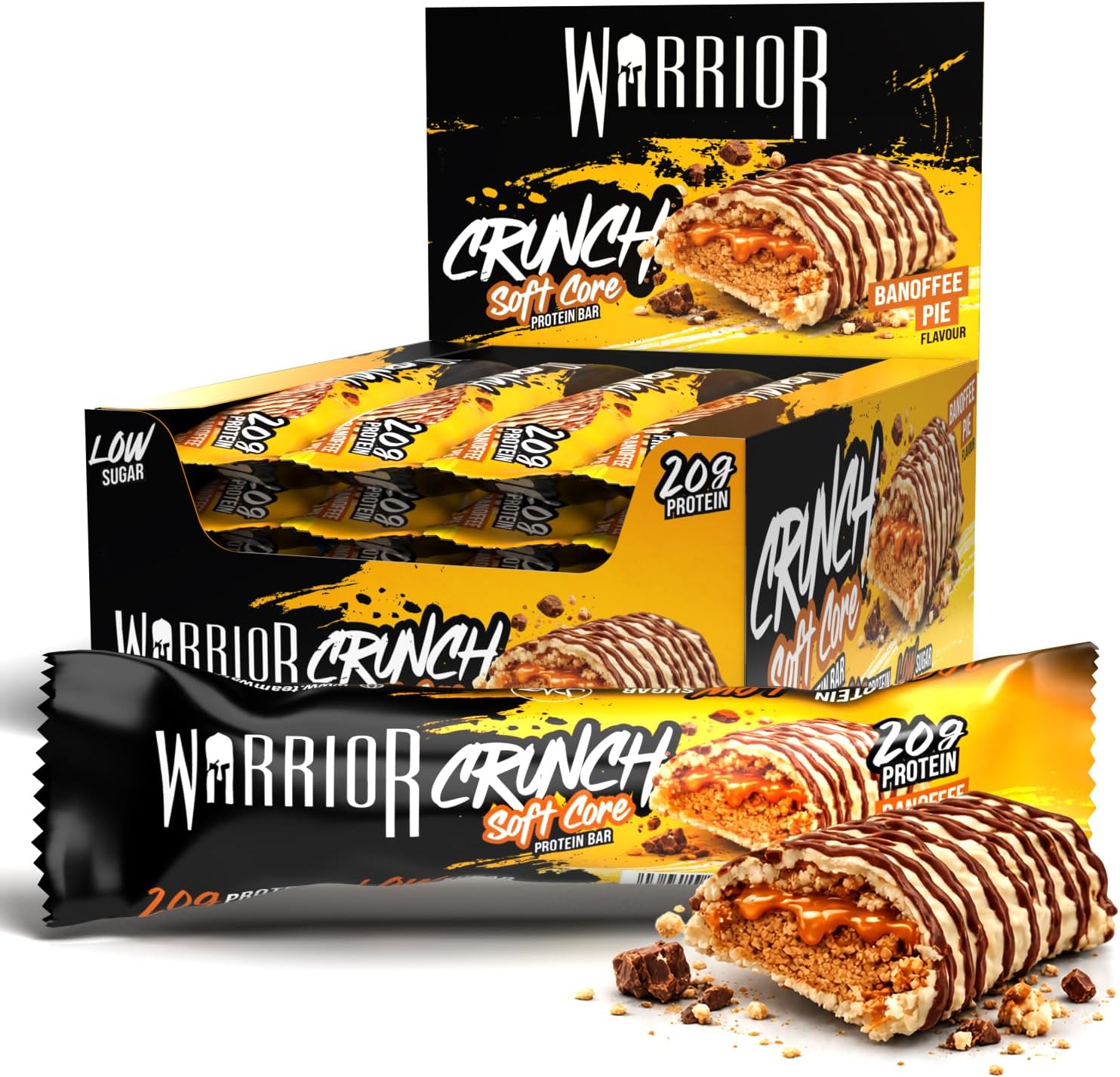 – Crunch Soft Core High Protein Bar 12 x 64g | 20g Protein Per Bar, Low Sugar, Low Calorie, Crispy Chocolate Protein Snack, Gym Snack, For Women & Men (Banoffee Pie)
