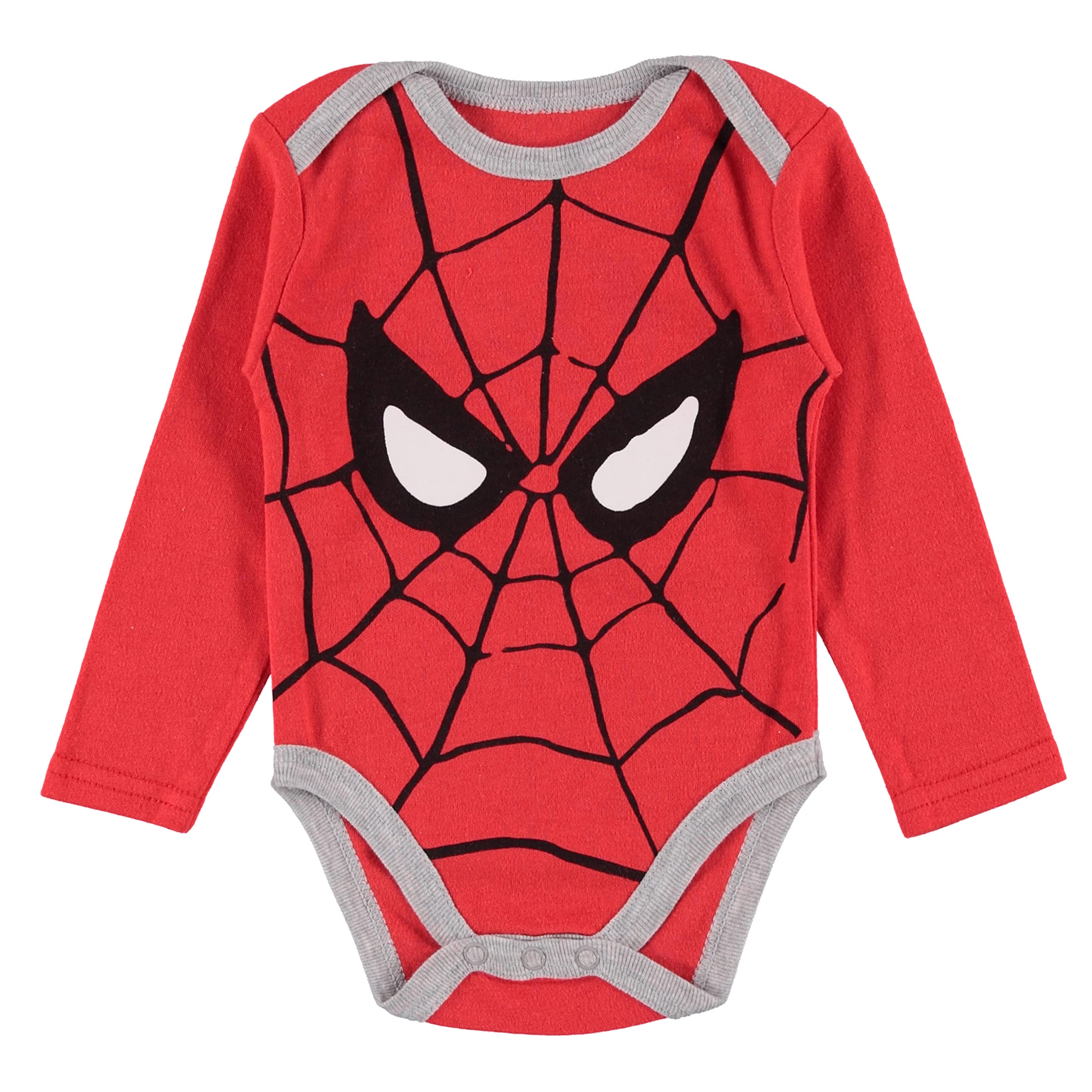 Spiderman Baby Boys Clothing 3-Piece Set with Baby Bodysuit, Pants, and Hat - Marvel Avengers Baby Boy's Outfit (Red/Black/Grey, 3-6 Months)