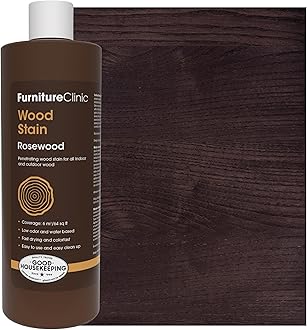Furniture Clinic Wood Stain | Rosewood | Water Based | Fast Drying, Low Odor, & Non-Toxic | for Indoor & Outdoor Furniture and More | Multiple Finishes | (17oz / 500ml)