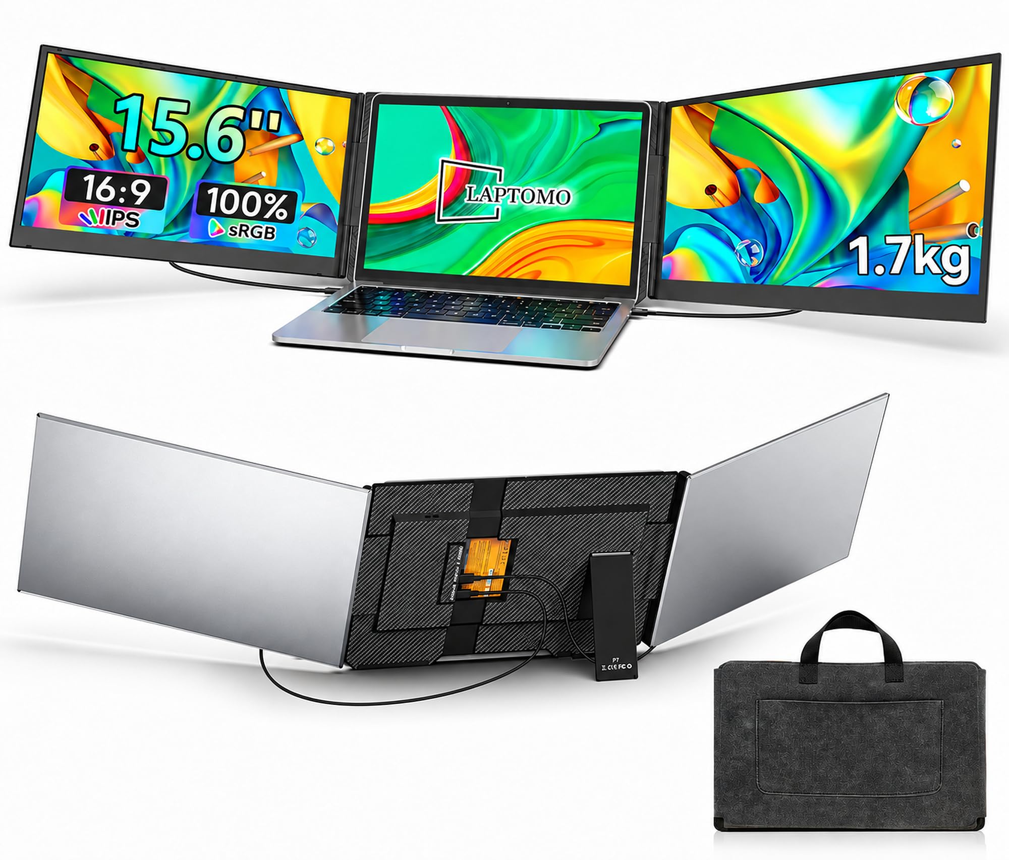 Amazon.co.jp: Laptomo トリプルモニター 15.6インチ FHD 1080P IPS