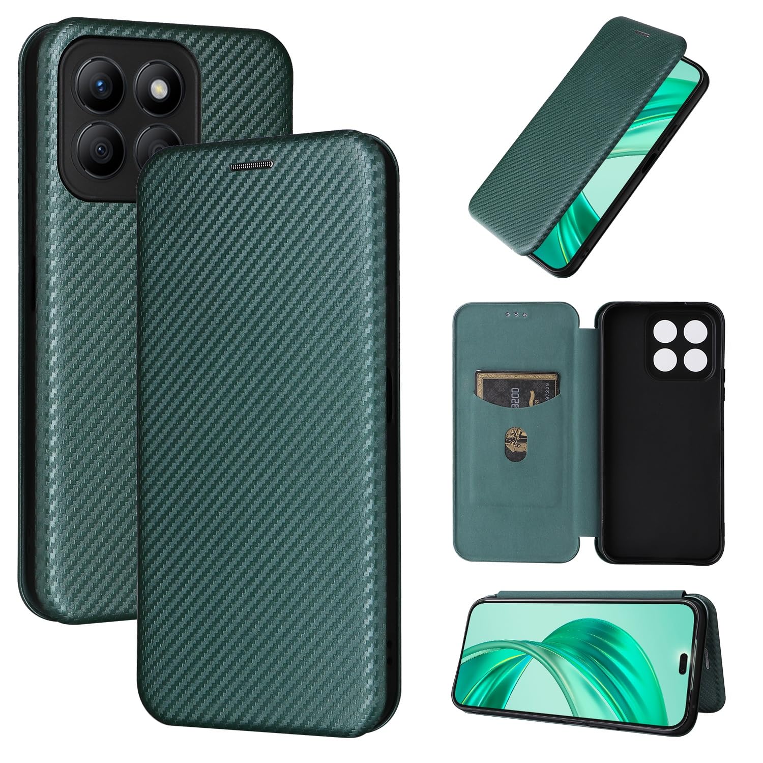 Coque Honor X8B évite les bris d'écran avec son rabat vert - 8
