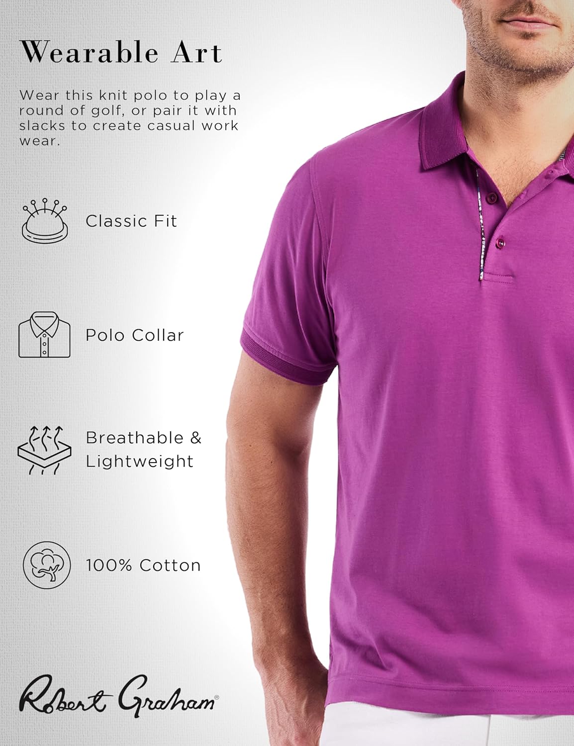 Robert Graham Men's Lucifer Logo Cotton Polo Shirt, Comfortable Fit, Short-Sleeve Premium Knit Top for Dress & Casual Wear - Image 2