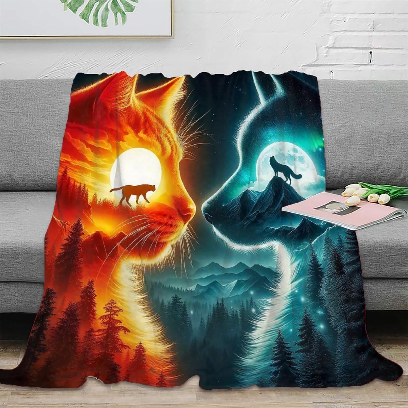 Couverture de lit chat plaid microfibre chaud canapé 100x130