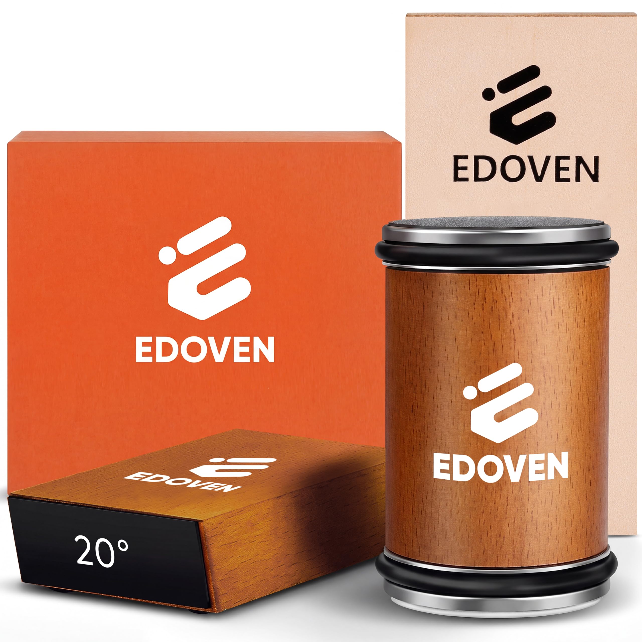 EDOVEN Rolling Knife Sharpener Kit with Leather Strop & Magnetic 15° & 20° Angle Guide