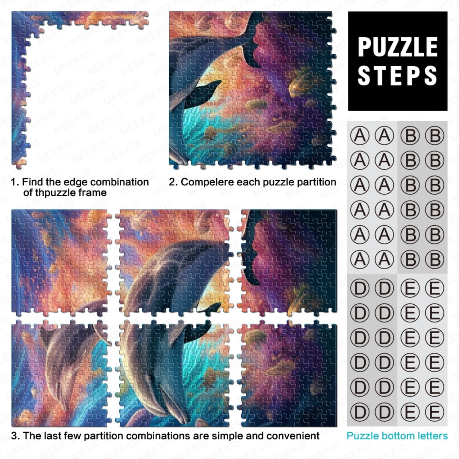 1000-Piece Dolphin-Shaped Jigsaw Puzzle – Unique Ocean Scene With Hidden Animal Shapes, For Teens & Adults - View #8