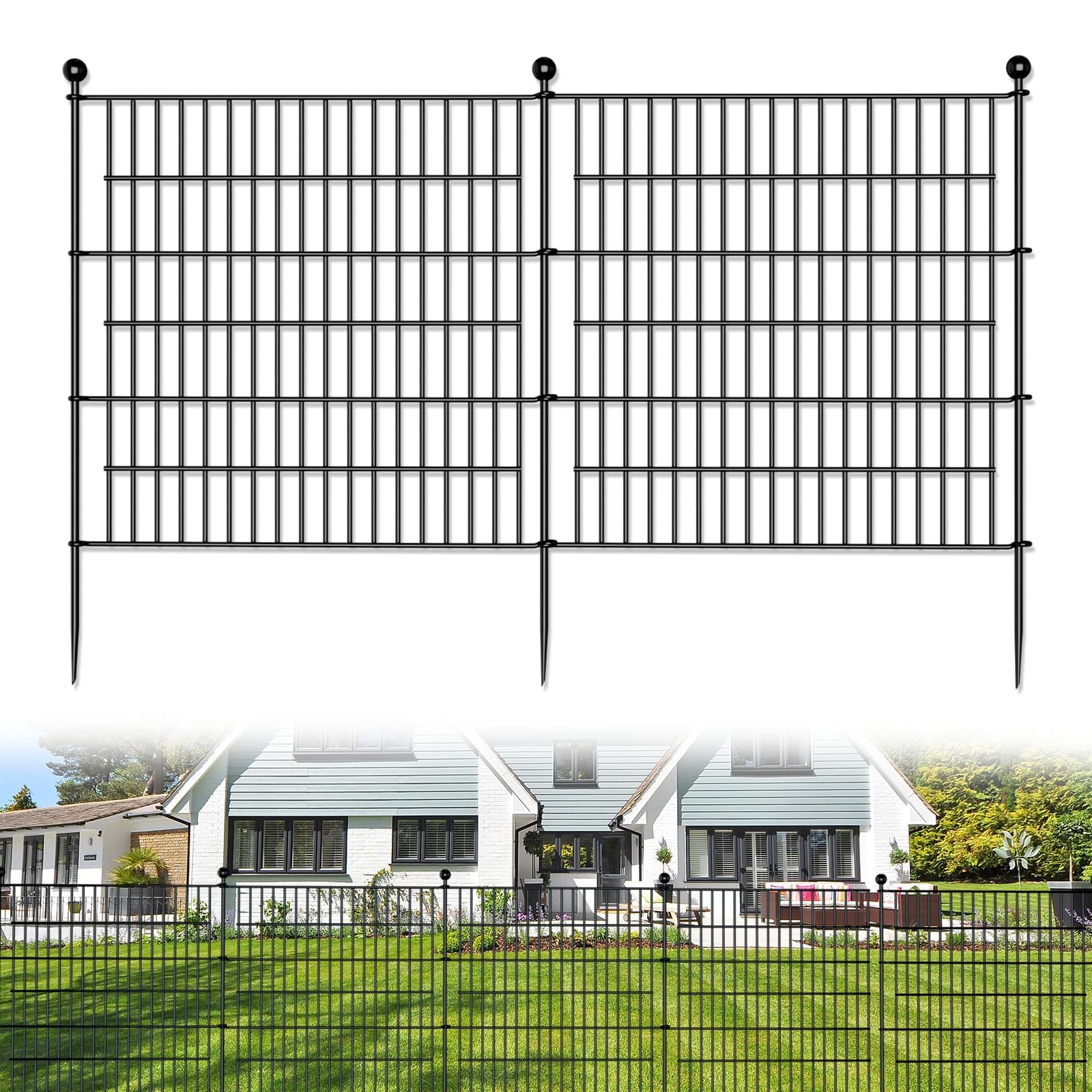 Aptliton Garden Fence Animal Barrier Rustproof Metal Fence Garden Fencing Panel Border for Yard Patio Flower Bed