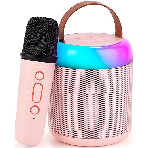 Kids Karaoke Machine, Portable Bluetooth Speaker with Wireless Microphone, Christmas Stocking Stuffers Birthday Gifts for Kids, Toys Gifts for 3, 4, 5, 6, 7, 8, 9, 10, 11, 12+ Year Old Girls and Boys