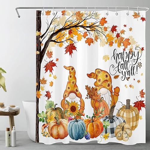 Miniatura 12 de Cortina de ducha de hongos otoñales para baño, flores silvestres y hojas de otoño en puerta de granero rústica, cortinas de ducha con ganchos