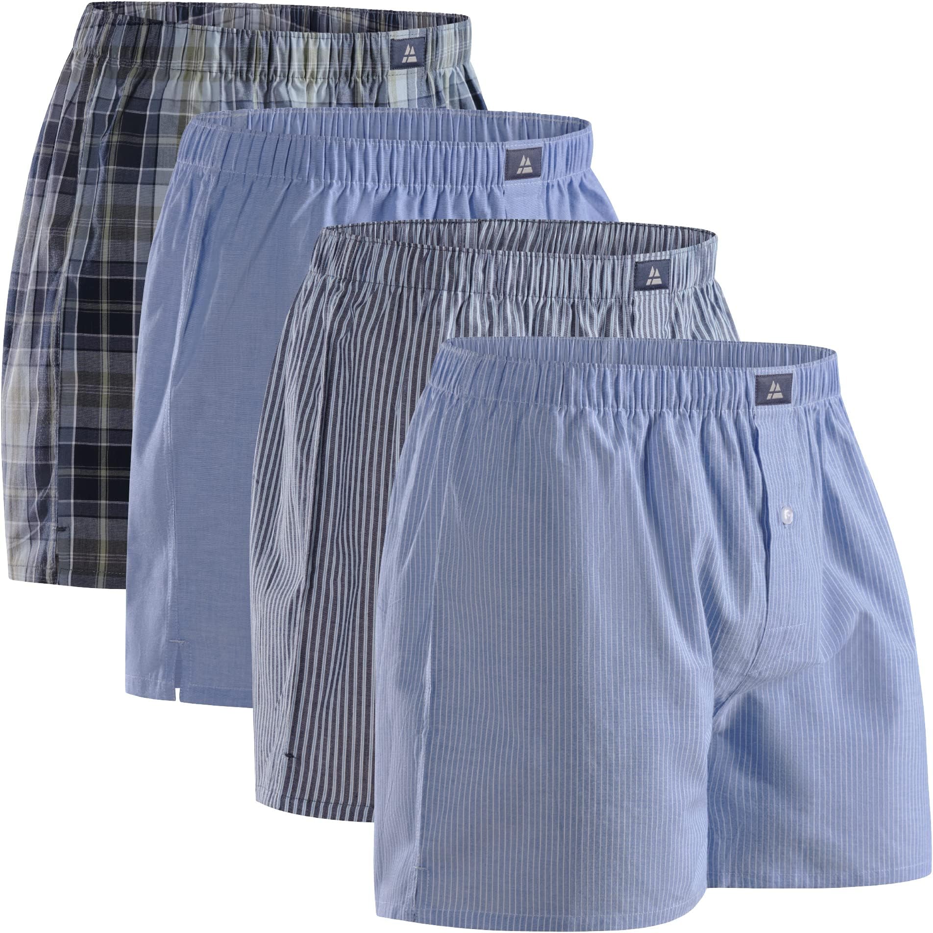 DANISH ENDURANCE 4 Pack Men's Woven Boxer Shorts, Organic Cotton, Loose Boxers