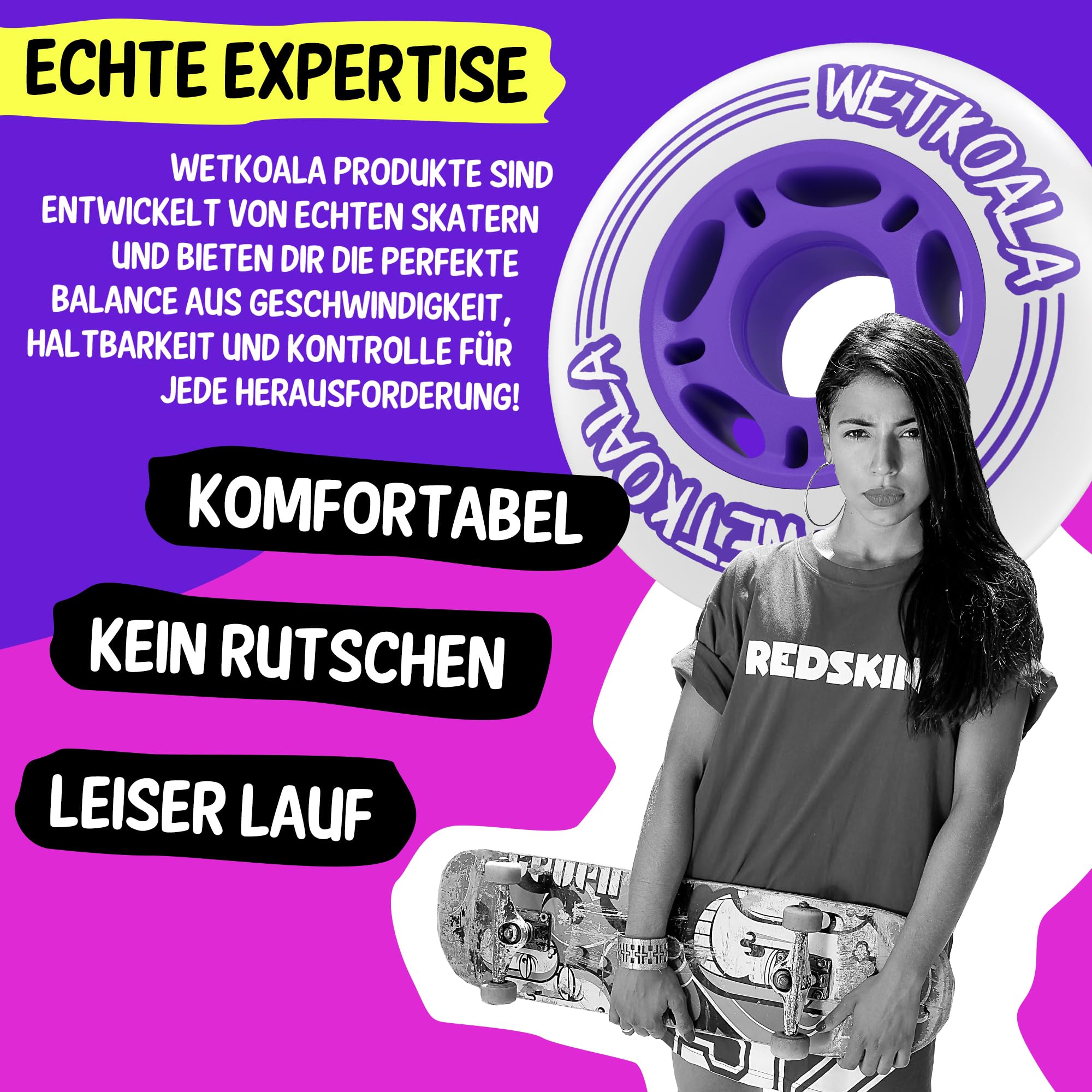 Inliner Rollen 80mm 85A (4 Stück) Starker Grip und lange Haltbarkeit auf jedem Untergrund für Inline Skates, Scooter, Waveboard, Roller und mehr