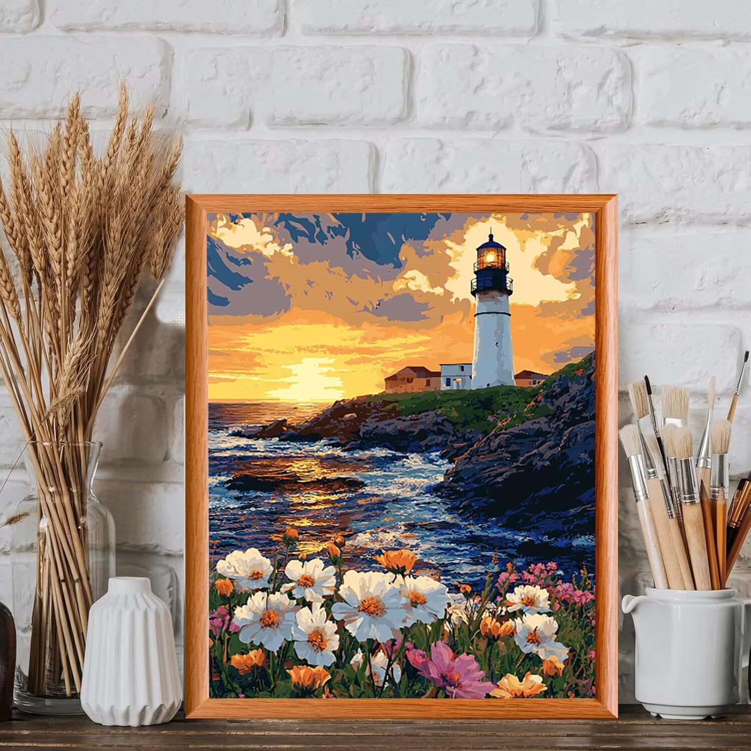 WEISHIWE Dipingere con i Numeri Adulti Paesaggio del faro, 80x100cm s-229 | Paint by Numbers Kit con Pennelli e Acrilico Pigmento, Fai da te Olio La Pittura di Numeri Kit, Decora la Casa, senza Cornice
