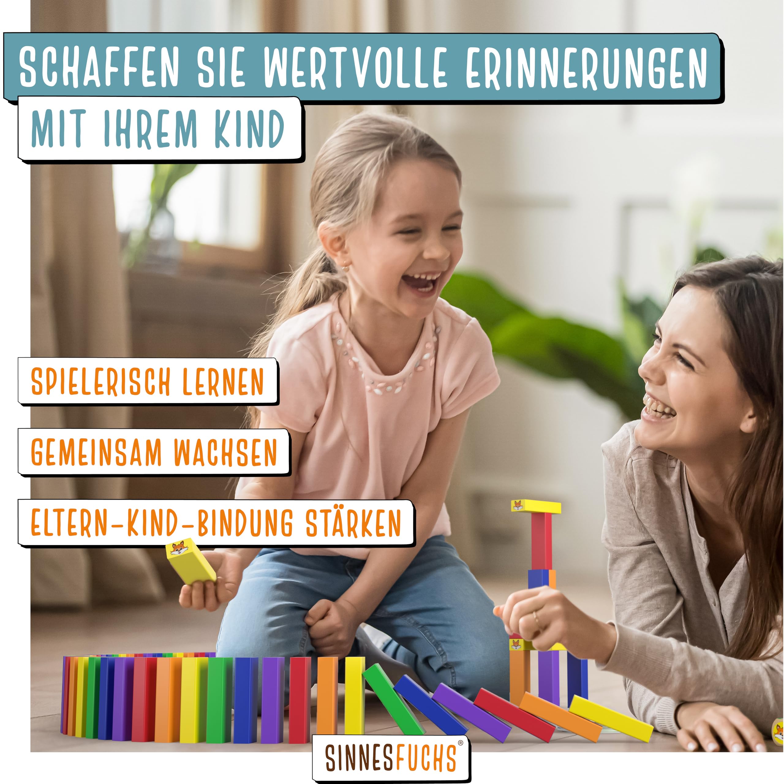 Wackelturm Holz - FSC® 100% Holzspielzeug ab 3 Jahre - kreatives 7 in 1 Lernspielzeug - Stapelspiel Holz Spielzeug - Geschicklichkeitsspiele ab 4 Jahre - Kinder Junge & Mädchen Turm Spiel
