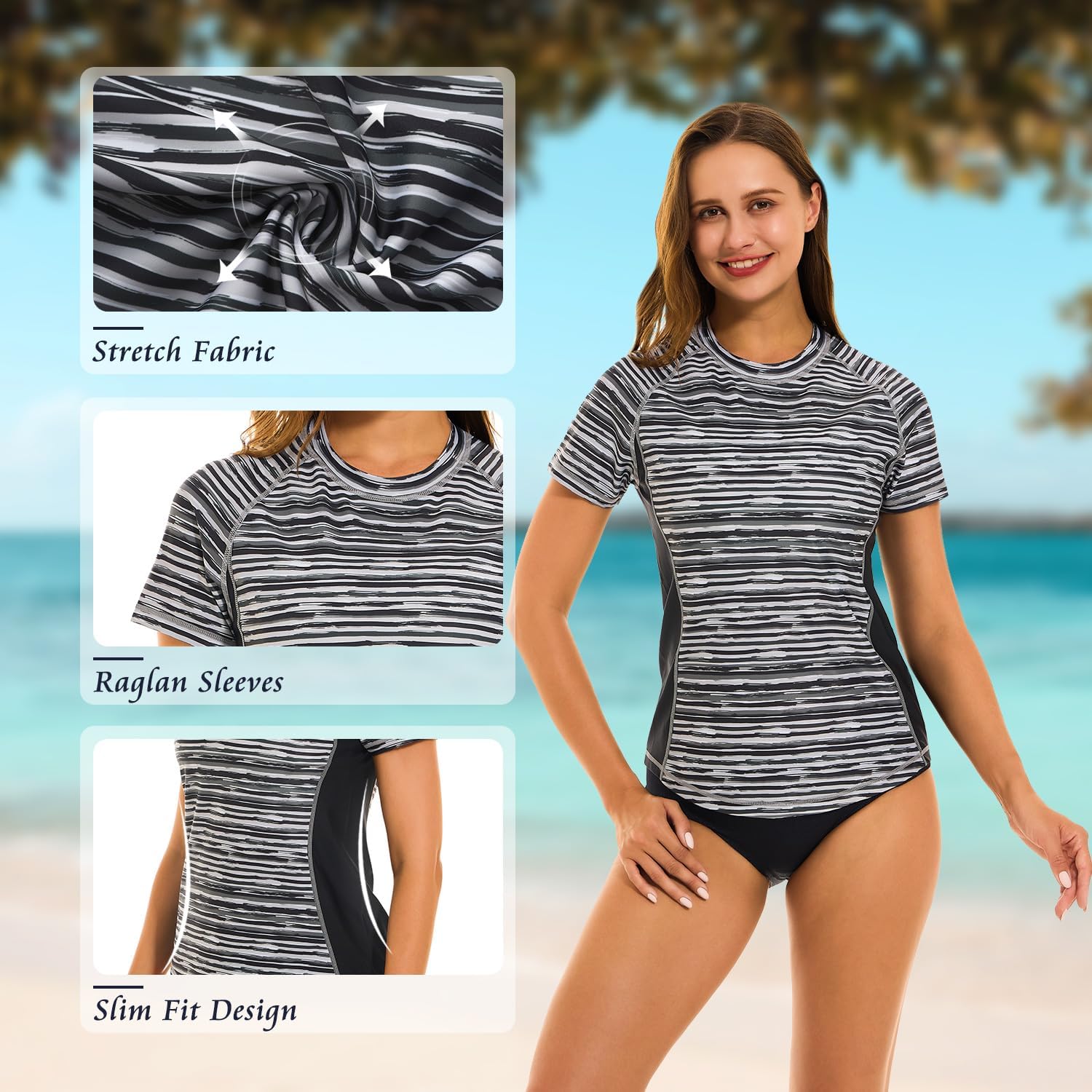 HODOSPORTS Women's UPF 50+ Rash Guard Sun Protection Swim Shirt Quick Dry Swimsuit Lightweight Short Sleeve - Image 5