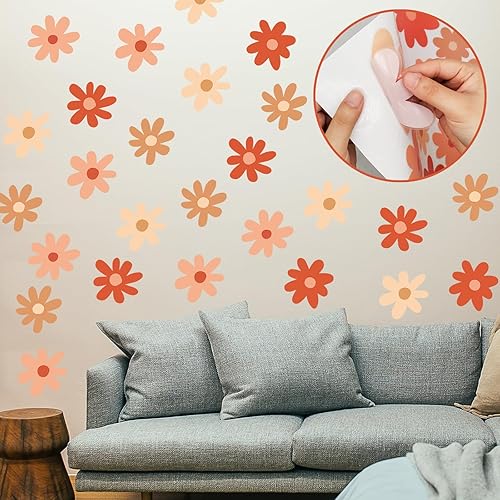 Miniatura 7 de Calcomanías de pared de margaritas, calcomanías de pared bohemias, arte de pared floral, calcomanías de flores de margaritas coloridas para niños,