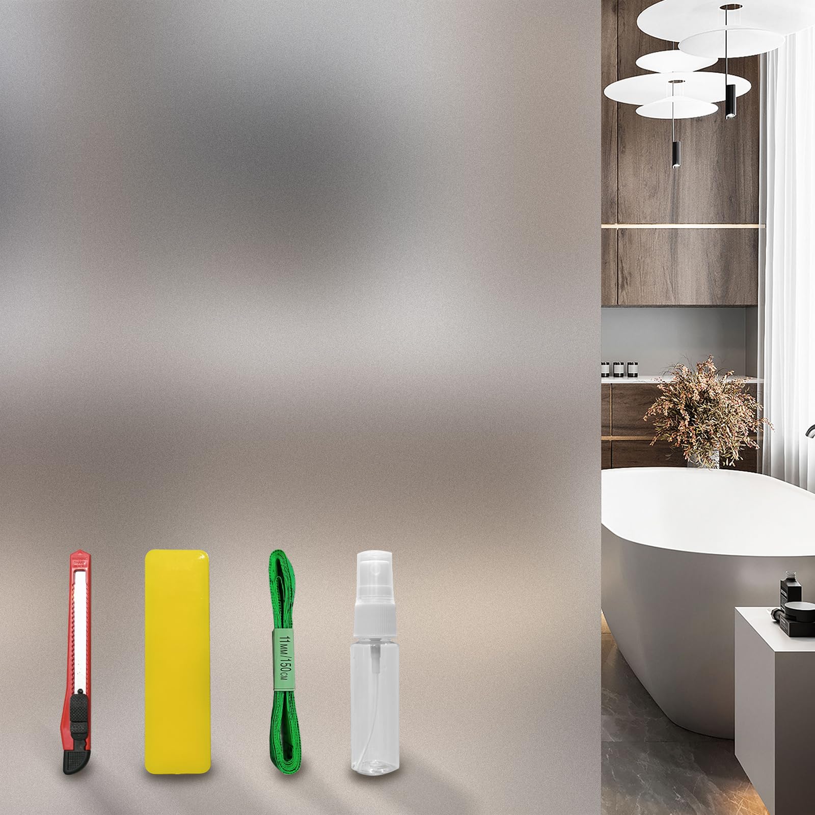 DERZGAO Frosted Window Privacy Film, Pure Frosted Decorative Glass Film, Reused Non-Adhesive Static Cling for Door Home Bedroom Bathroom Office Meeting Room Garage (Pure Frosted 17.5X78.7Inch)