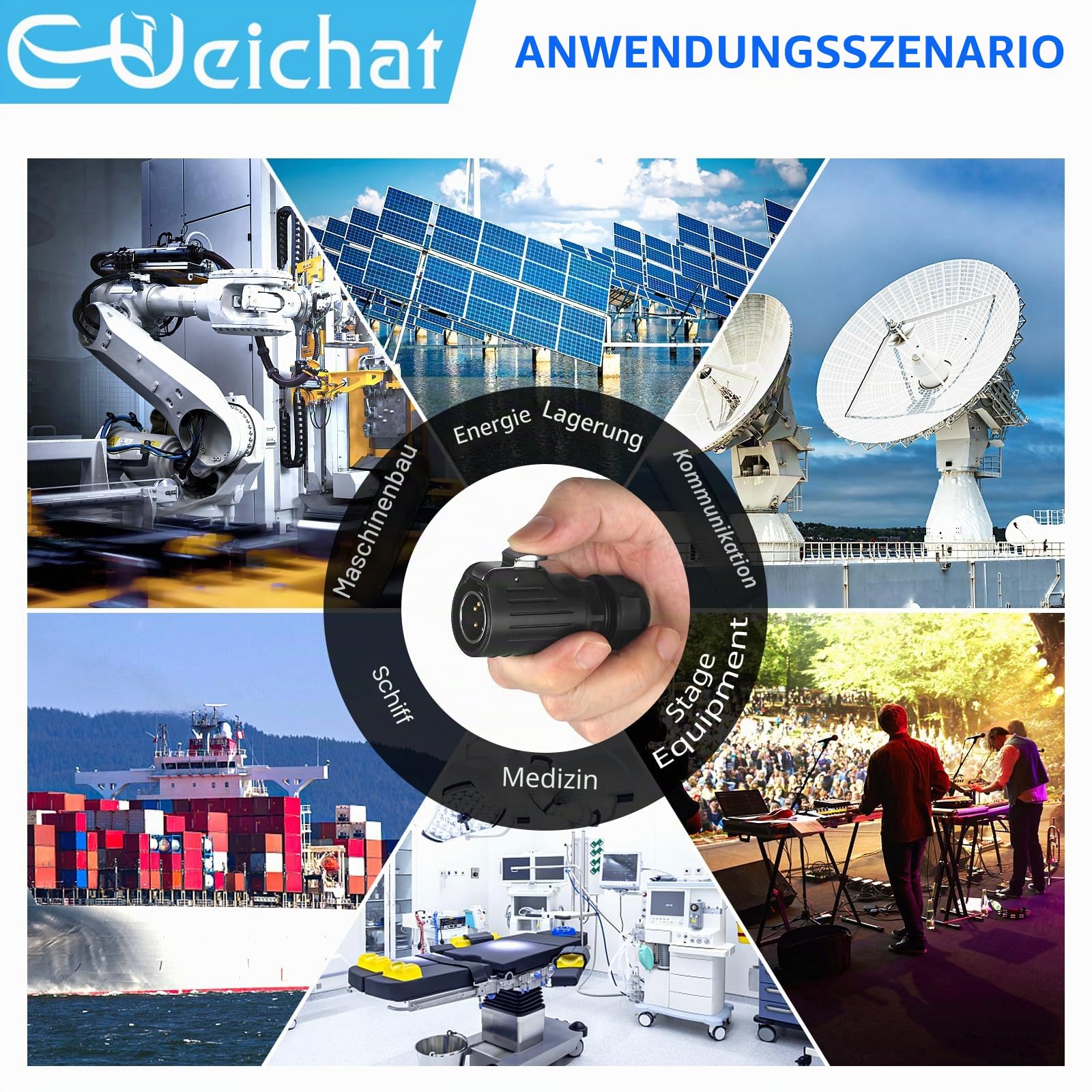 EW-LP20 Wasserdichter Industriestecker IP68 Schnelles Einstecken Luftfahrt-Anschluss Anti-Interferenz Rundstecker Schnelle Freigabe Anschluss M20 2-12 Polig Flanschstutzen (3 Polig)