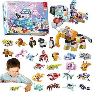 Christmas Advent Calendar 2023-24Pcs Christmas Sea Animals Toy Kids Large Collection Set | Building Blocks Advent Calendar,Christmas Countdown Calendar,Advent Calendar Toys Cars,Animal Advent