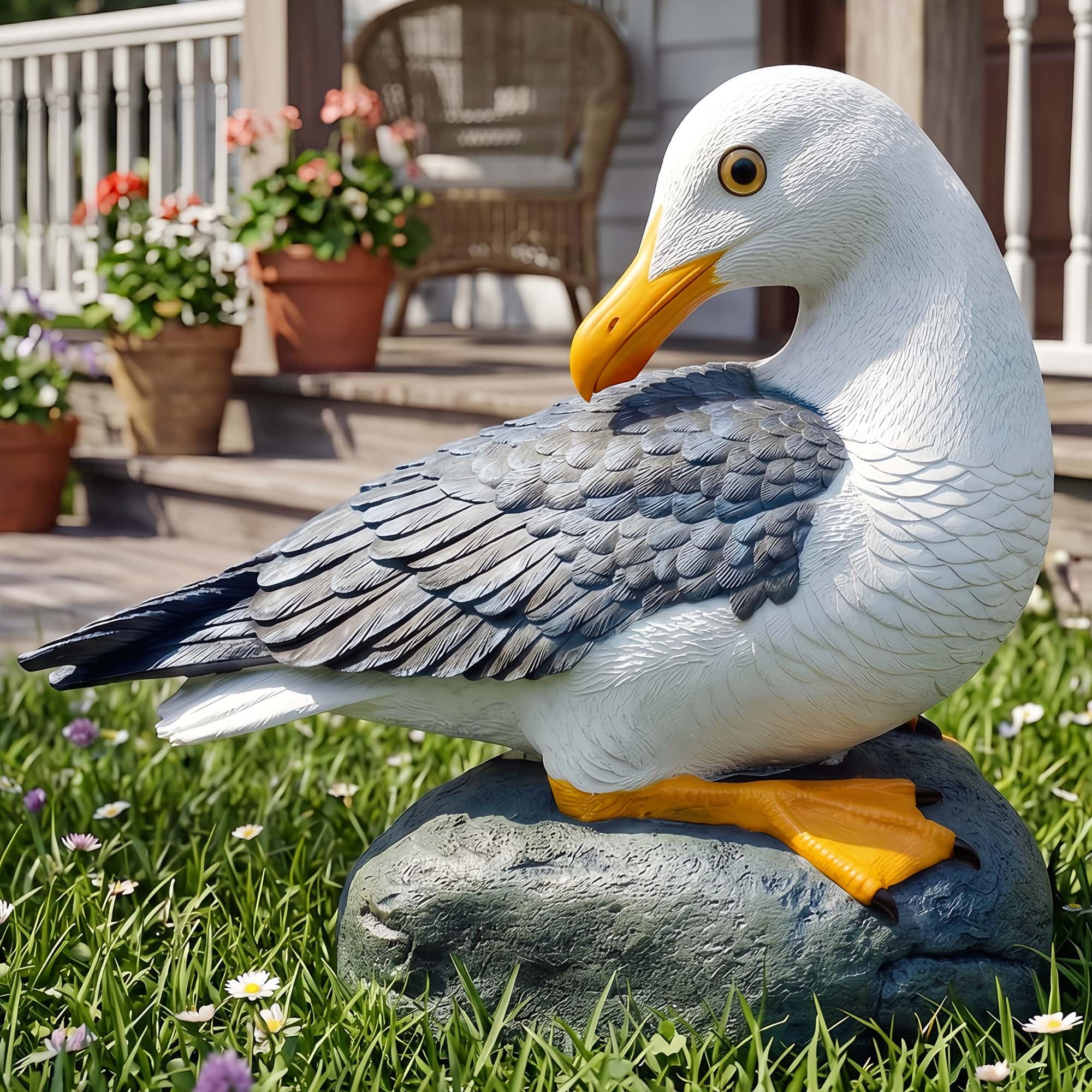 Euiroet Real Seagull Outdoor Sculpture,Garden Funny Bird Statue,Beach Statue,Resin Animal Seabird Ornaments,Coastal Beach Decor for Outdoor Table Decor for Garden,Terrace,Lawn,Yard — image 1