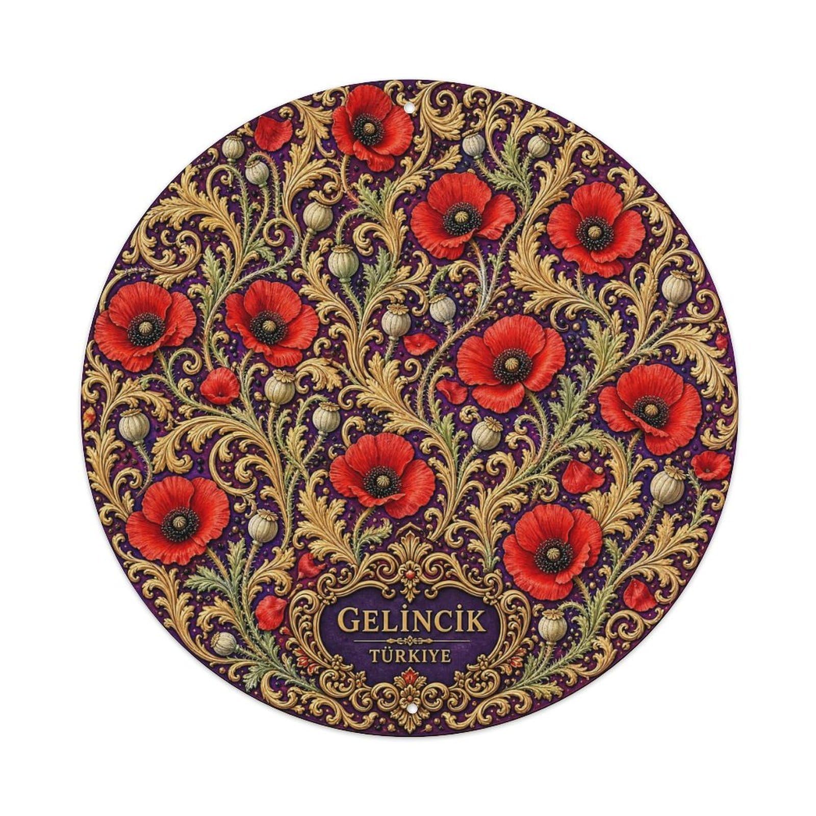 Gem Turkey Arabesque Pattern Purple Botanical Metal Tin Sign