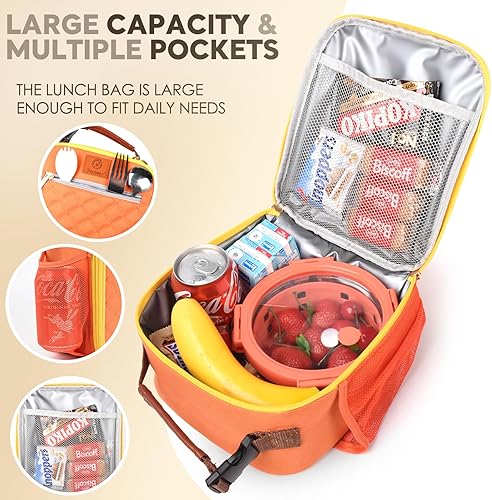 Miniatura 2 de Lonchera reutilizable para hombres, mujeres, niños y adultos, lonchera aislada impermeable, hielera pequeña con bolsillos laterales para el trabajo,