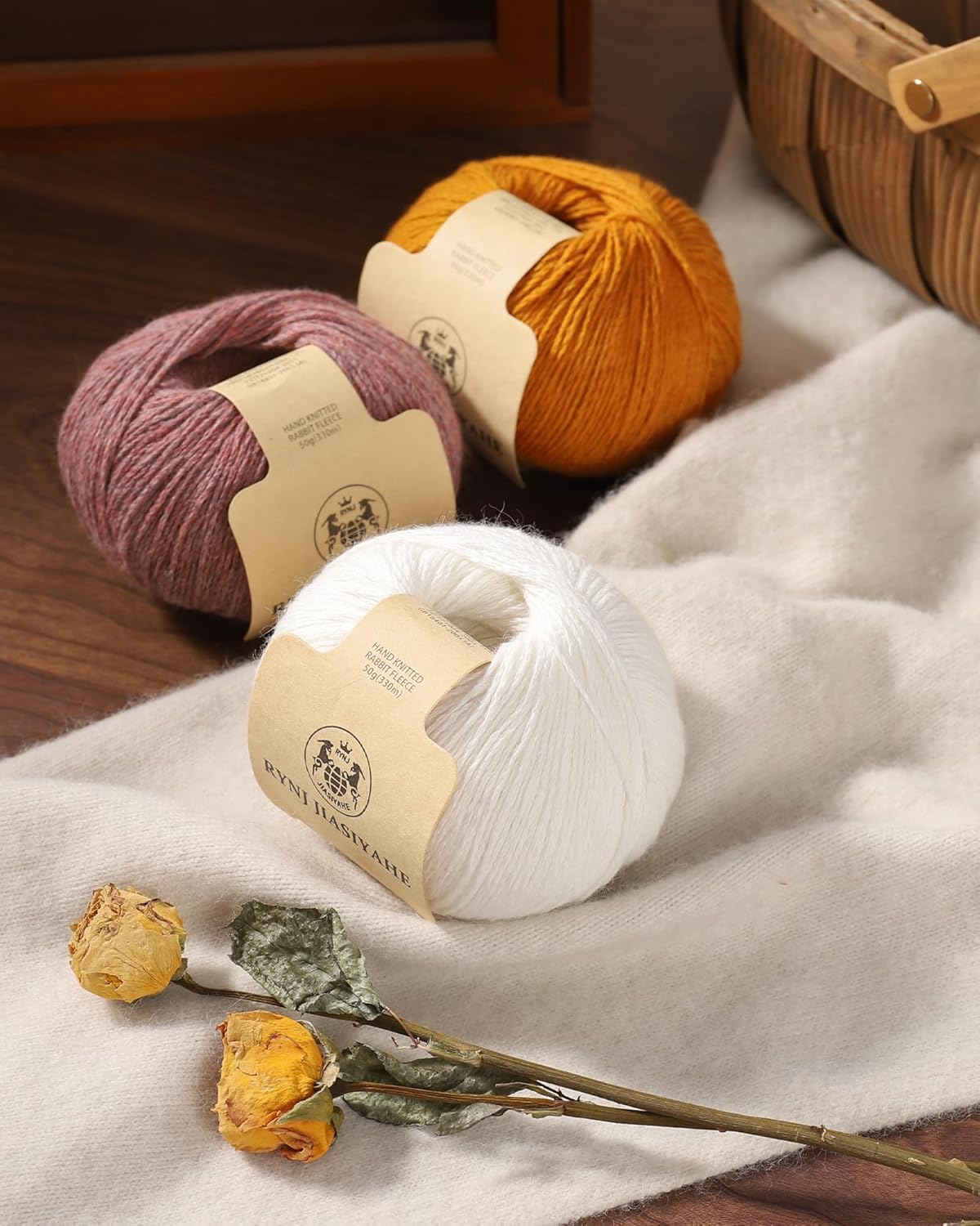 Wool Yarn -6-ply(2mm) Worsted Yarn for Crocheting and Hand Knitting - 1.76oz/50g Crochet Yarn with 32 Colors, Home Necessity for DIY Crafts (AB Red,3 Pack)