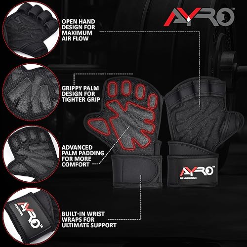 Miniatura 2 de AYRO Workout Gloves for Men & Women  Ventilated Weight Lifting Gloves with Wrist Support - Gym Gloves for Men, Breathable Palm Padding, Non-Slip