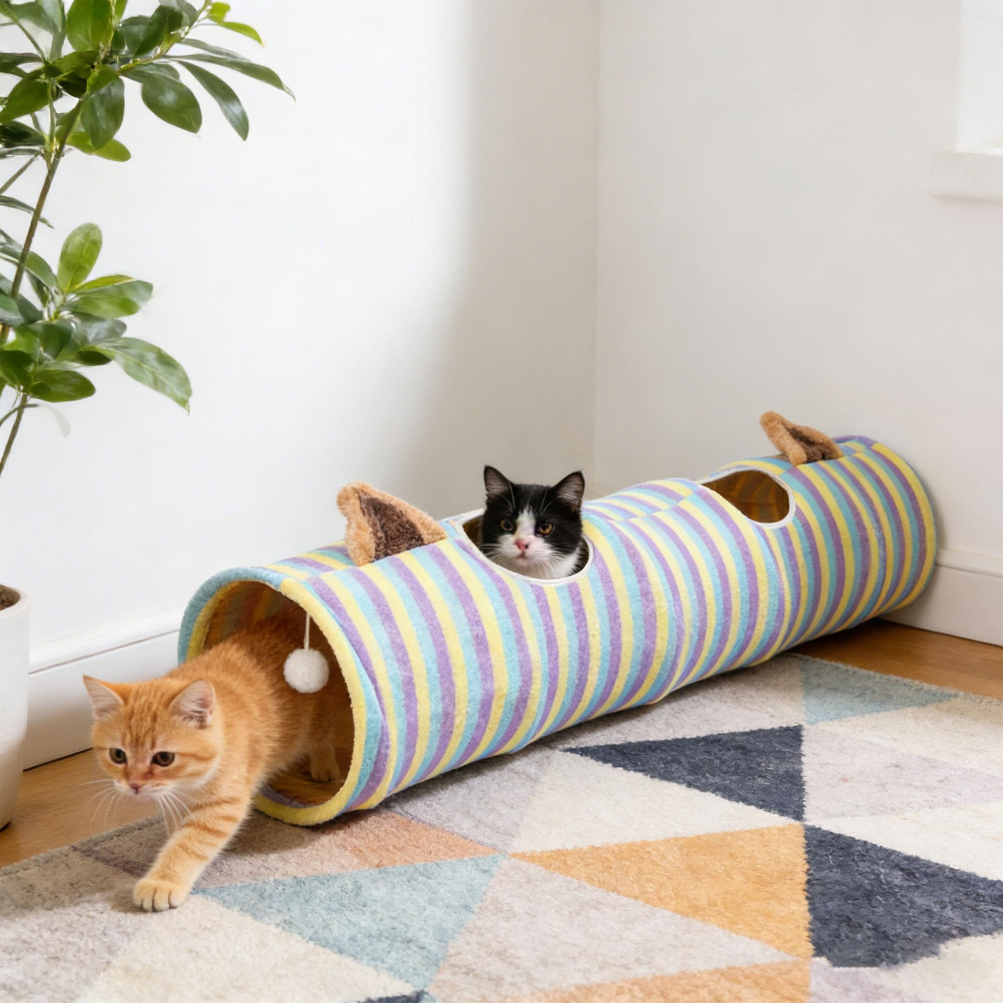 Túnel de Juguete para Gatos, Viene con Papel Sonajero, Apto para Cachorros y Conejos, Uso en Interior y Exterior (120cm)