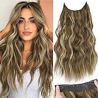 Vista 80 de KooKaStyle - Extensiones de cabello con hilo invisible, diadema transparente, ajustables, 4 clips fijadores, cabello largo y ondulado de 12