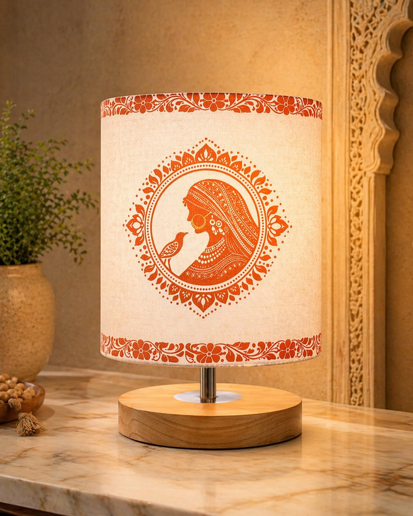 Homesake Pine Table Lamp - Indian Art Shade -7