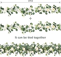 Vista 26 de TOCHGREEN 4 Pack 24Ft Artificial Eucalyptus Flower Garland with Champagne Roses, Fake Rose Flower Greenery Garland Floral Vines for Wedding Home