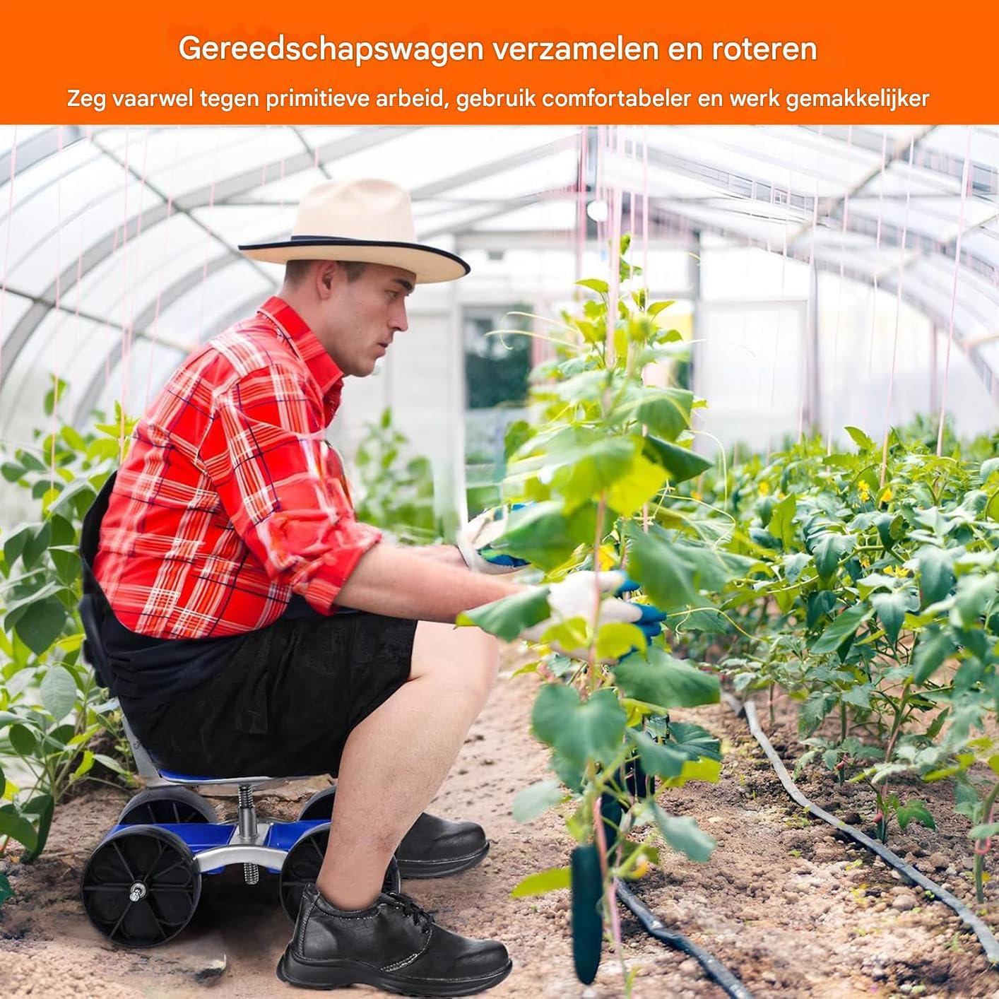 de jardín con asiento Silla giratoria 360 grados con ruedas | Taburete rodante para jardinería para exteriores jardín patio césped granja plantar desherbar personas mayores hombres