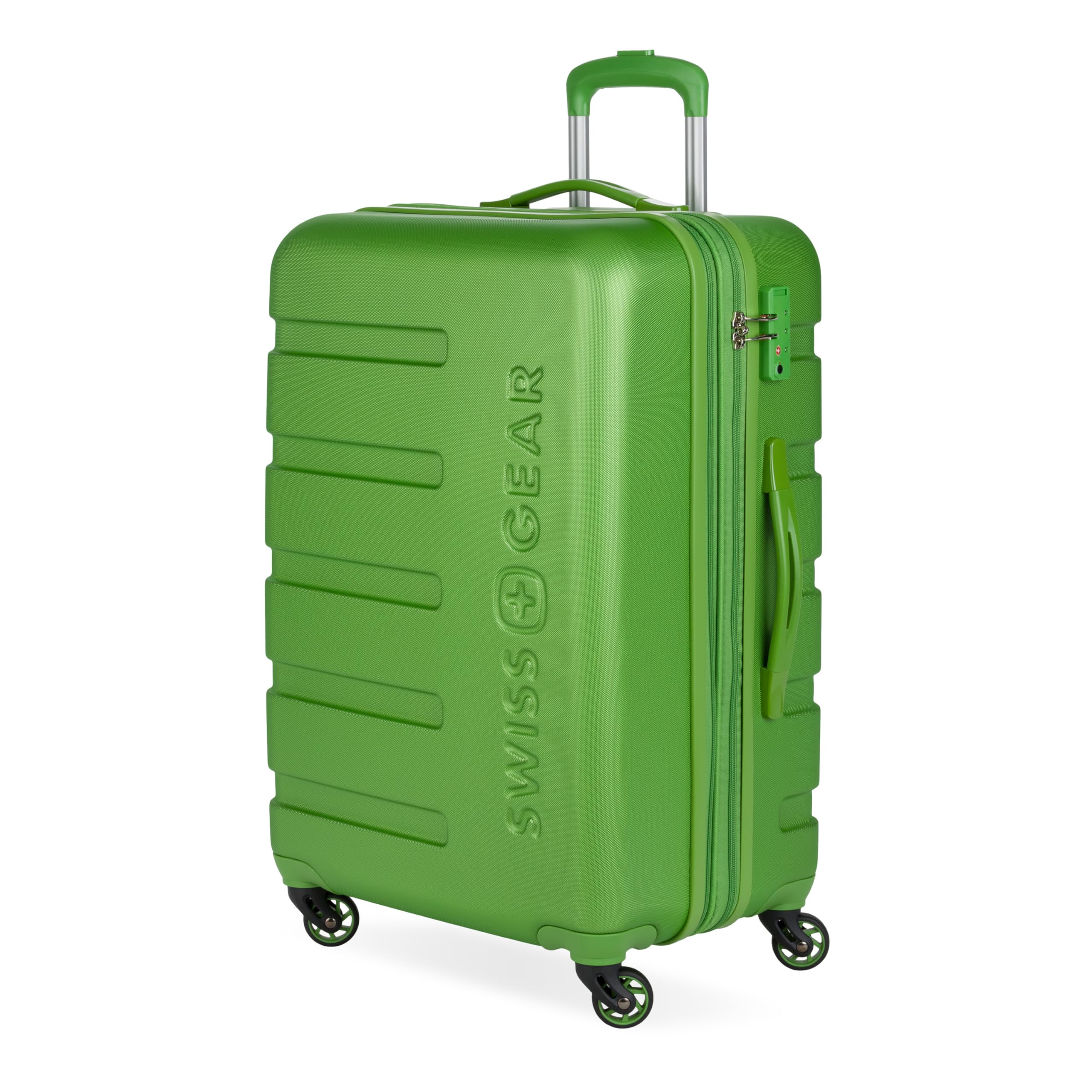 SwissGear 7366 Signature Hardside Expandable Luggage with Spinner Wheels, TSA Lock, Green, Checked-Medium 23-Inch